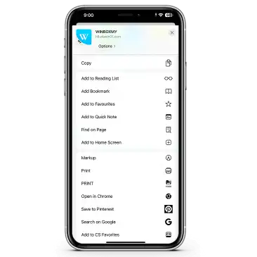 Winbox Download iOS add to home screen tutorial