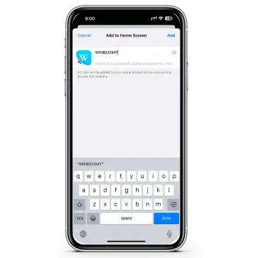 Winbox iOS add to home screen setup