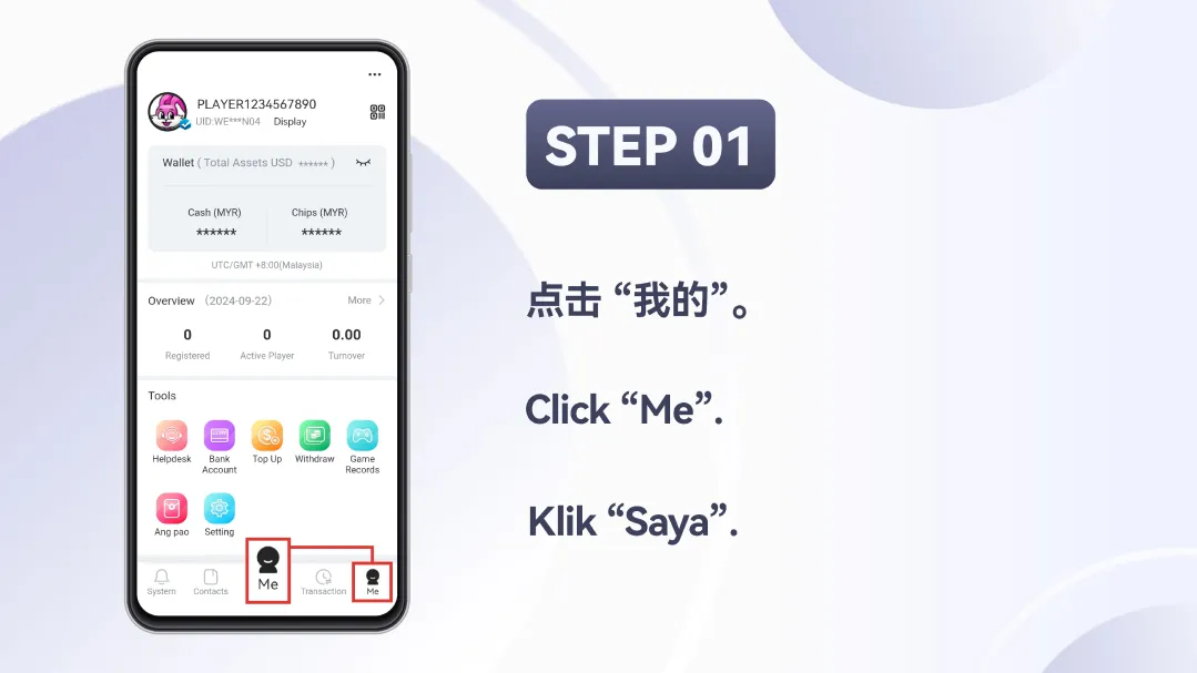 Winbox EZPAY Top Up Tutorial Step 1 – Click Me section