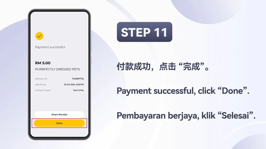 Winbox TNG & DuitNow Top Up Tutorial Step 11 – Payment successful confirmation