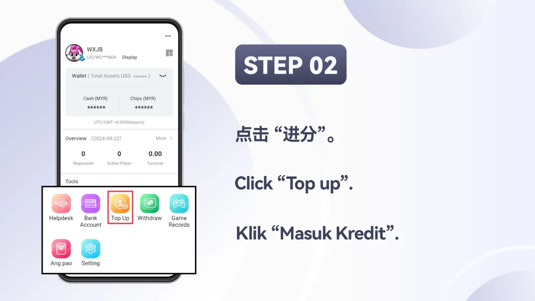 Winbox USDT Top Up Tutorial Step 2 – Select Top Up option
