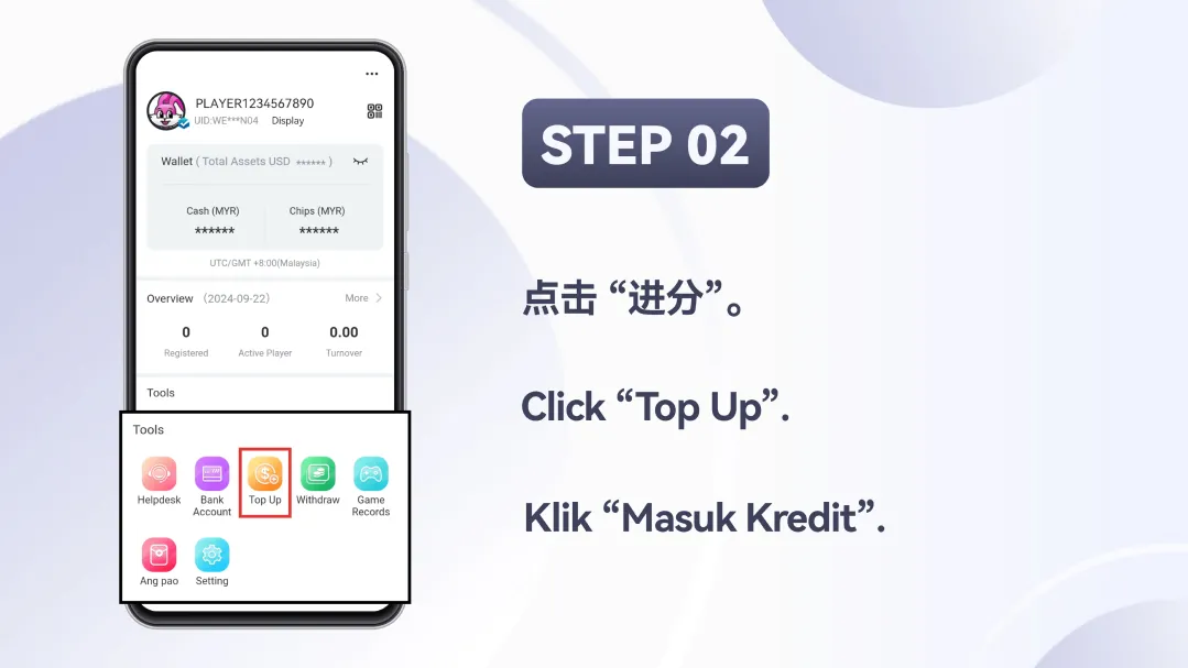Winbox Winpay Top-Up Tutorial Step 2 – Click Top Up option
