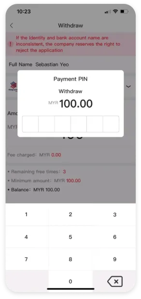 Winbox Withdraw Tutorial Step 3 – Enter Payment PIN