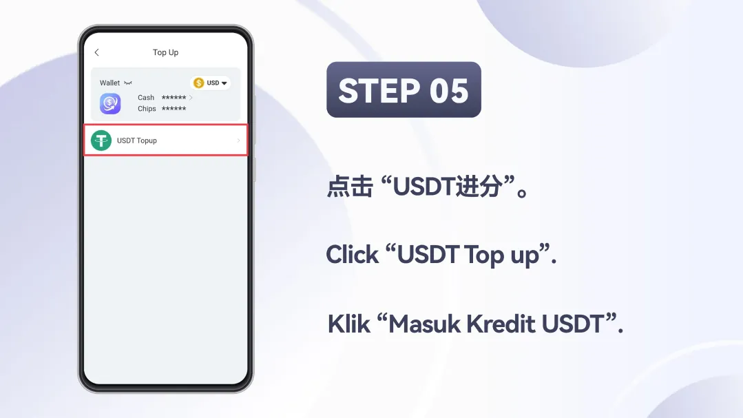 Winbox USDT Top Up Tutorial Step 5 – Select USDT Top Up option