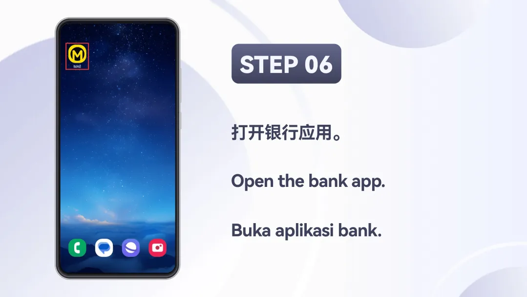 Winbox TNG & DuitNow Top Up Tutorial Step 6 – Open bank or e-wallet app