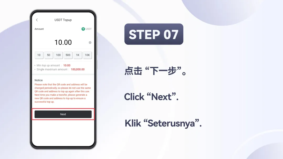 Winbox USDT Top Up Tutorial Step 7 – Confirm next step