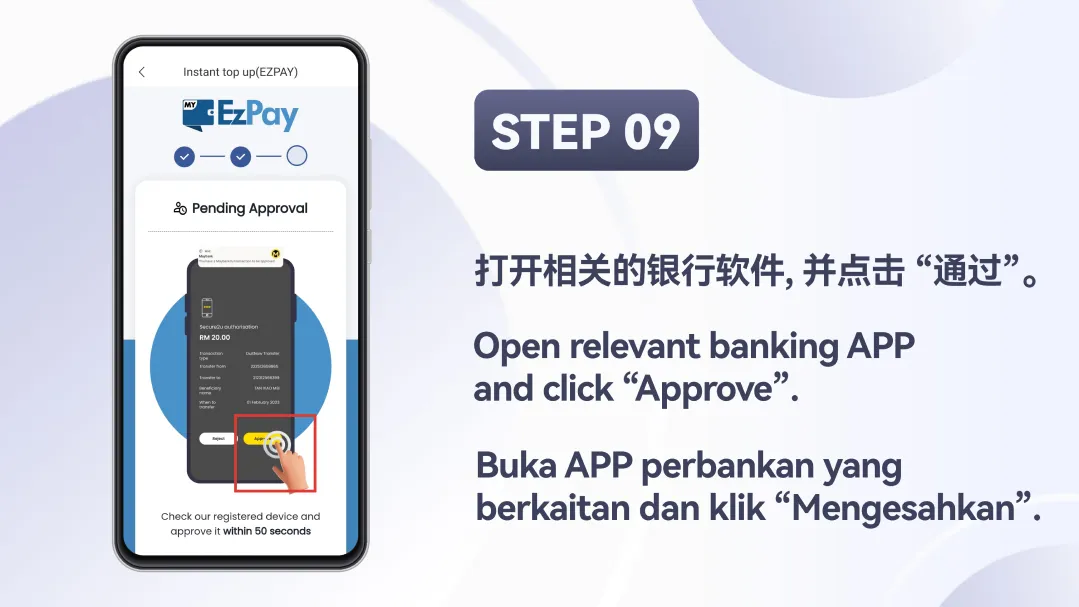 Winbox EZPAY Top Up Tutorial Step 9 – Approve transaction on bank app