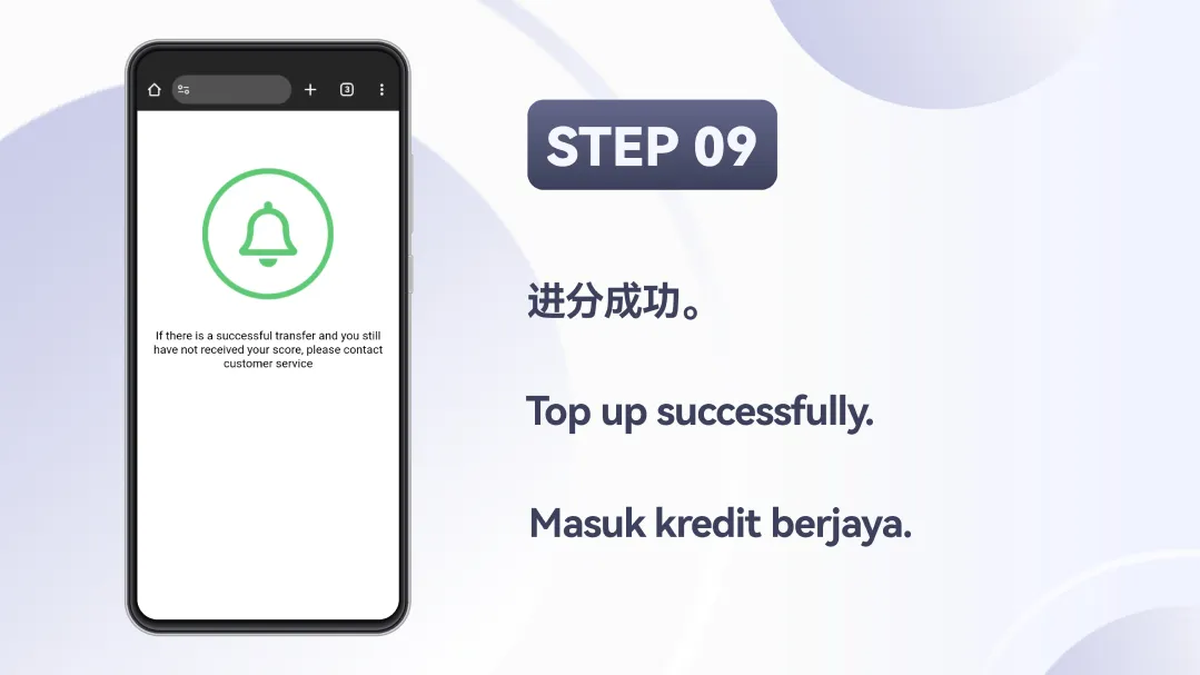 Winbox E-Wallet Top-Up Step 9 – Top up successfully