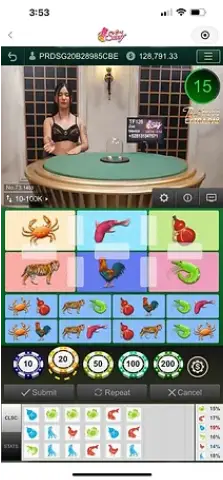 Winbox AE Sexy Fish Prawn Crab live dealer hosting a colorful round with vivid animal icons on the game table.