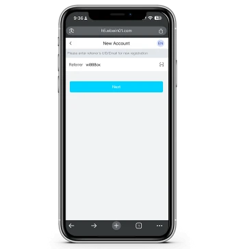 Winbox Register Step 2 – Enter referral ID