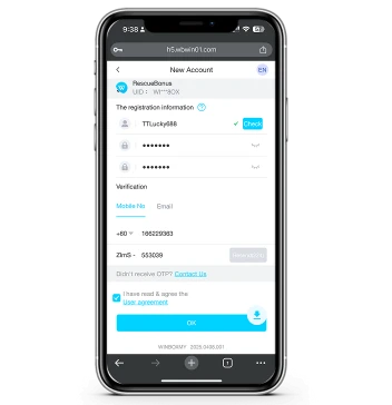 Winbox Register Step 4 – Confirm and verify new Winbox account