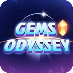 Winbox Mega88 Gems Odyssey game icon – glowing crystal and cosmic background symbolizing luck and discovery
